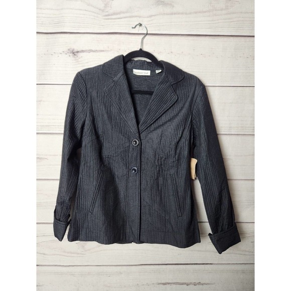 NWT Coldwater Creek Women's‎ Black Collared Long Sleeve Channel Quilted Jacket 4 - Picture 1 of 7